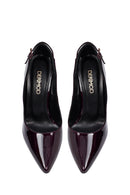 Kadın Bordo İnce Topuklu Rugan Deri Stiletto | Derimod