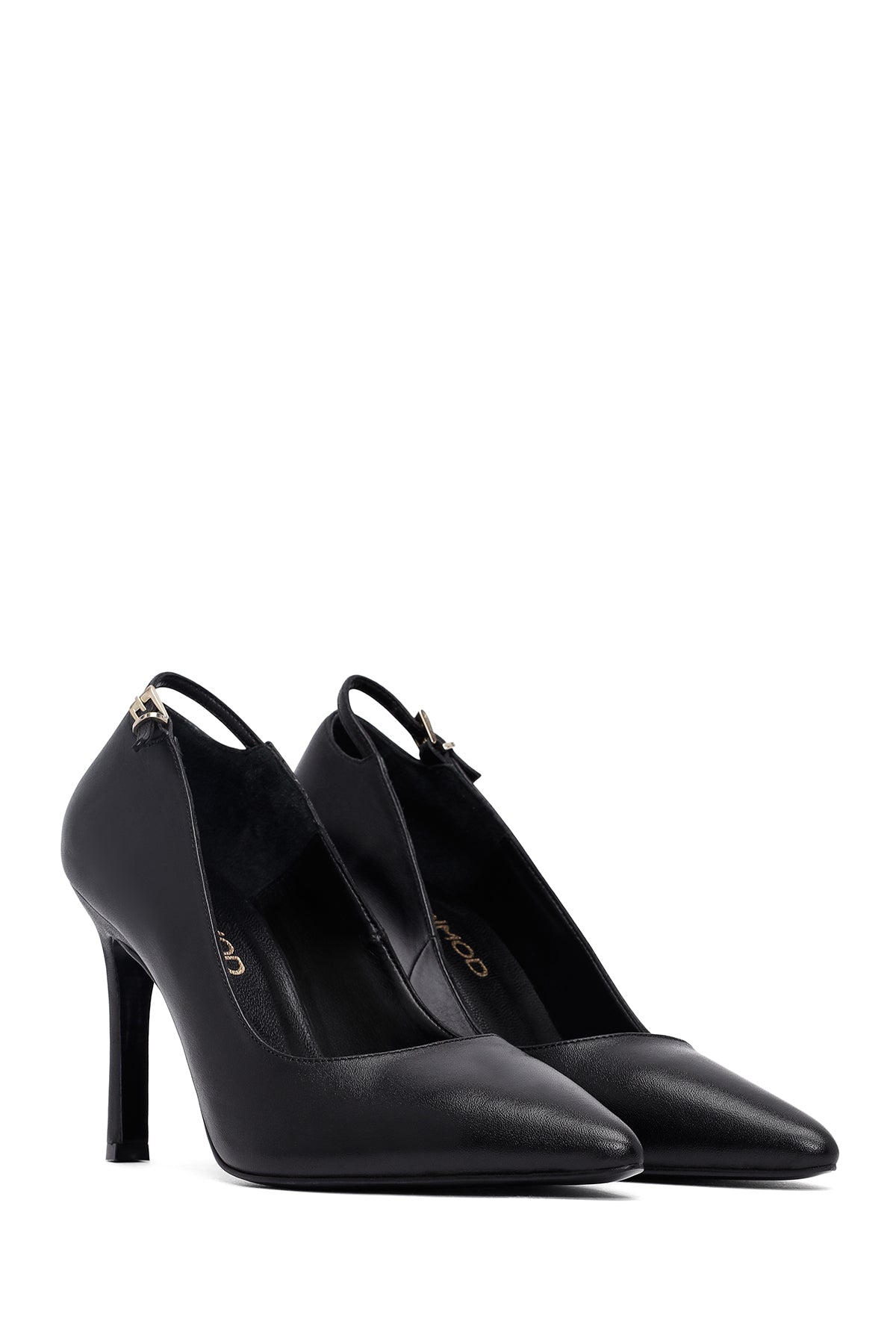 Kadın Siyah İnce Topuklu Deri Stiletto