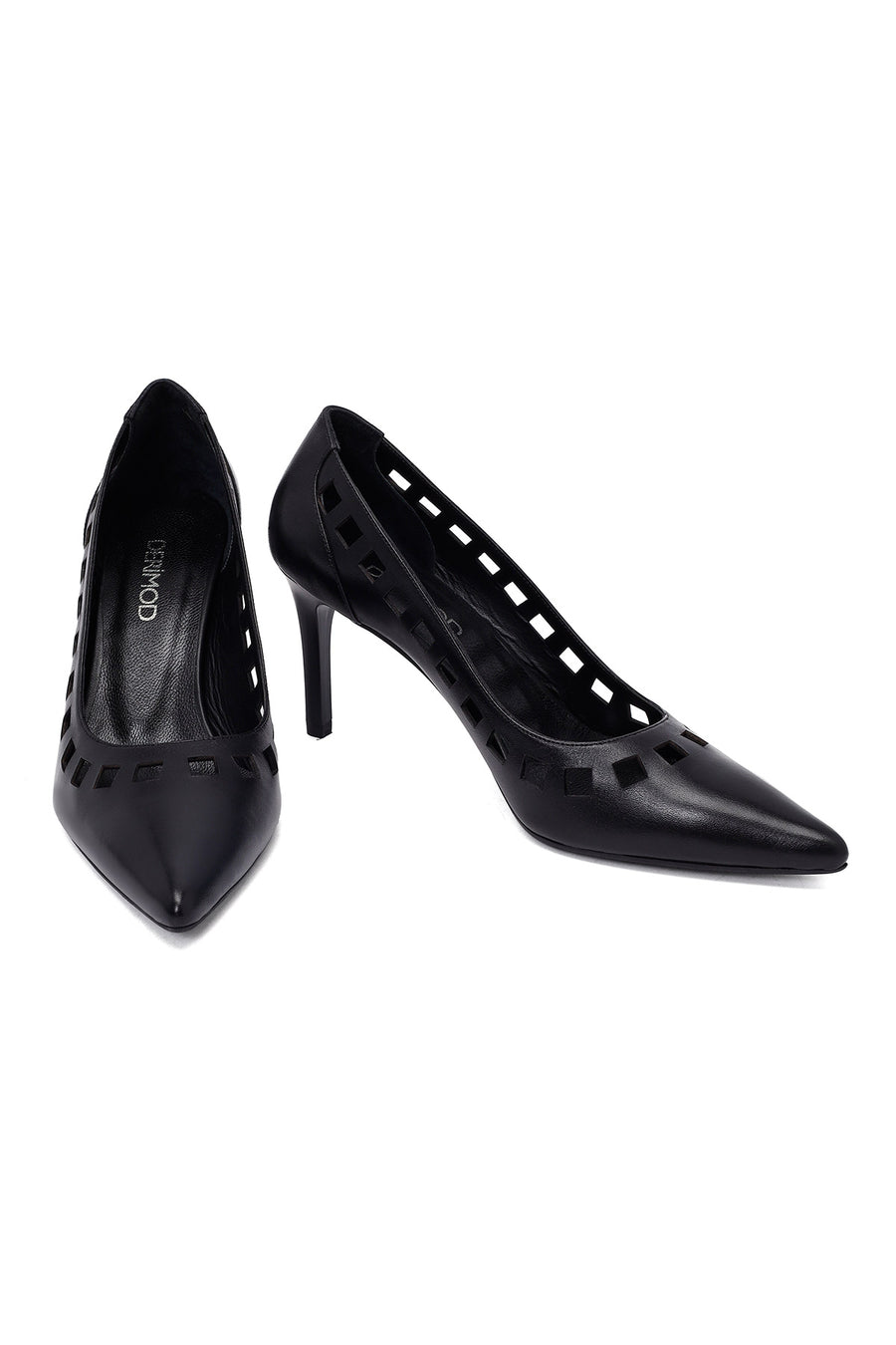 Kadın Siyah İnce Topuklu Deri Stiletto
