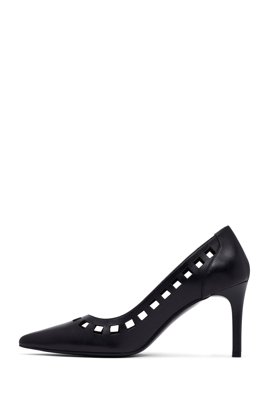 Kadın Siyah İnce Topuklu Deri Stiletto