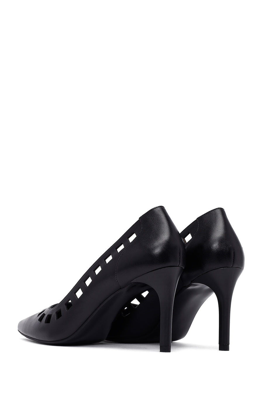 Kadın Siyah İnce Topuklu Deri Stiletto