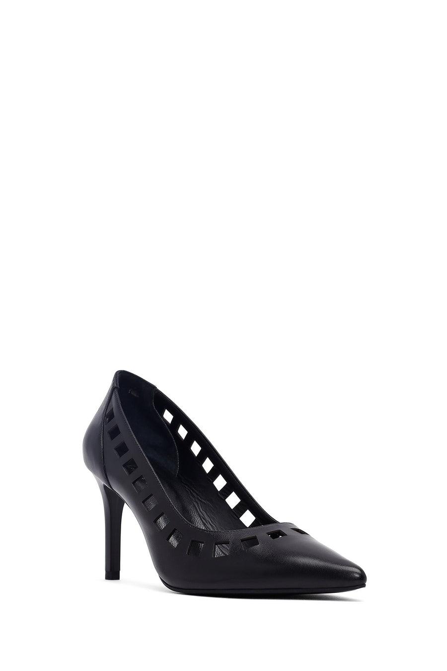 Kadın Siyah İnce Topuklu Deri Stiletto
