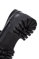 Woman Black Thick Sole Leather Masculine Loafer | Derimod