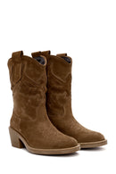 Kadın Vizon Kısa Kalın Topuklu Süet Deri Kovboy Bot | Derimod