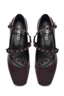 Women's Burgundy Buckled Patent Leather Ballet Flat | Derimod