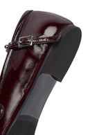 Women's Burgundy Buckled Patent Leather Ballet Flat | Derimod