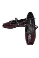 Women's Burgundy Buckled Patent Leather Ballet Flat | Derimod