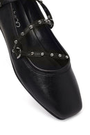 Kadın Siyah Tokalı Deri Babet | Derimod