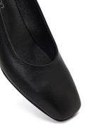 Kadın Siyah Kalın Kısa Topuklu Deri Ayakkabı | Derimod