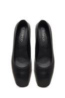 Kadın Siyah Kalın Kısa Topuklu Deri Ayakkabı | Derimod