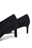 Woman Black Low Thin Heel Suede Leather Stiletto | Derimod
