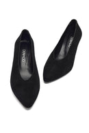 Woman Black Low Thin Heel Suede Leather Stiletto | Derimod