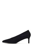 Woman Black Low Thin Heel Suede Leather Stiletto | Derimod