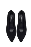 Woman Black Low Thin Heel Suede Leather Stiletto | Derimod