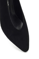 Woman Black Low Thin Heel Suede Leather Stiletto | Derimod