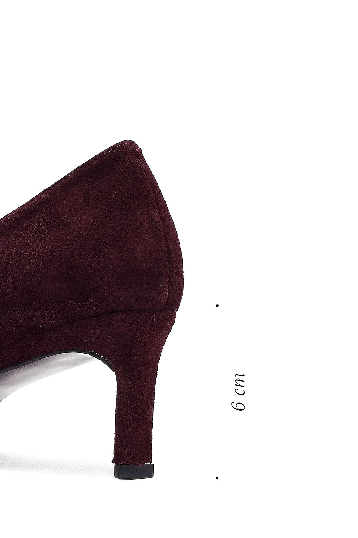 Kadın Bordo Kısa İnce Topuklu Süet Deri Stiletto