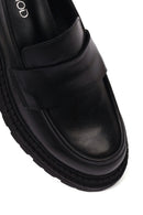 Kadın Siyah Kalın Tabanlı Deri Maskülen Loafer | Derimod