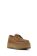 Kadın Bej Kalın Tabanlı Bağcıklı Süet Deri Teddy Casual Ayakkabı | Derimod