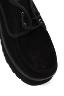 Kadın Siyah Kalın Tabanlı Bağcıklı Süet Deri Teddy Casual Ayakkabı | Derimod