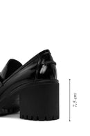 Woman Black Thick Heel Patent Leather Leather Masculine Loafer | Derimod