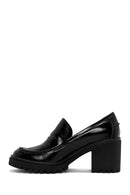 Woman Black Thick Heel Patent Leather Leather Masculine Loafer | Derimod