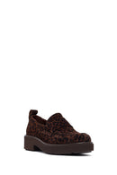 Woman Leopard Print Suede Leather Masculine Loafer | Derimod