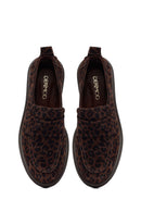 Woman Leopard Print Suede Leather Masculine Loafer | Derimod