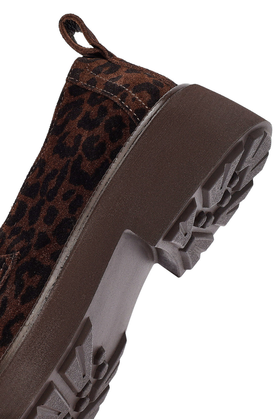 Kadın Leopar Desenli Süet Deri Maskülen Loafer