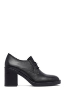 Kadın Siyah Bağcıklı Kalın Topuklu Deri Maskülen Ayakkabı | Derimod