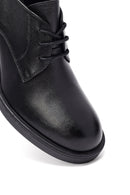 Kadın Siyah Bağcıklı Kalın Topuklu Deri Maskülen Ayakkabı | Derimod