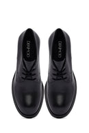 Kadın Siyah Bağcıklı Kalın Topuklu Deri Maskülen Ayakkabı | Derimod