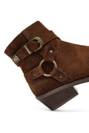 Kadın Taba Fermuarlı Süet Deri Kovboy Bot | Derimod