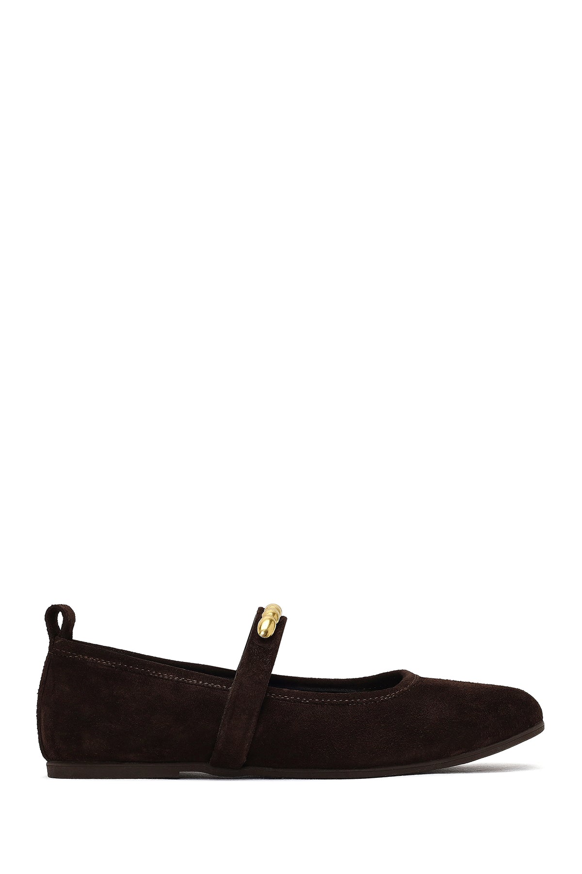 Women's Brown Buckled Suede Leather Ballet Flat 25AFD204010 | Derimod