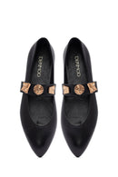 Kadın Siyah Tokalı Deri Babet | Derimod