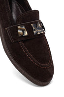 Kadın Kahverengi Tokalı Süet Deri Loafer | Derimod