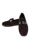 Kadın Kahverengi Tokalı Süet Deri Loafer | Derimod