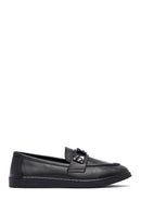 Woman Black Buckle Leather Loafer | Derimod