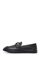 Woman Black Buckle Leather Loafer | Derimod
