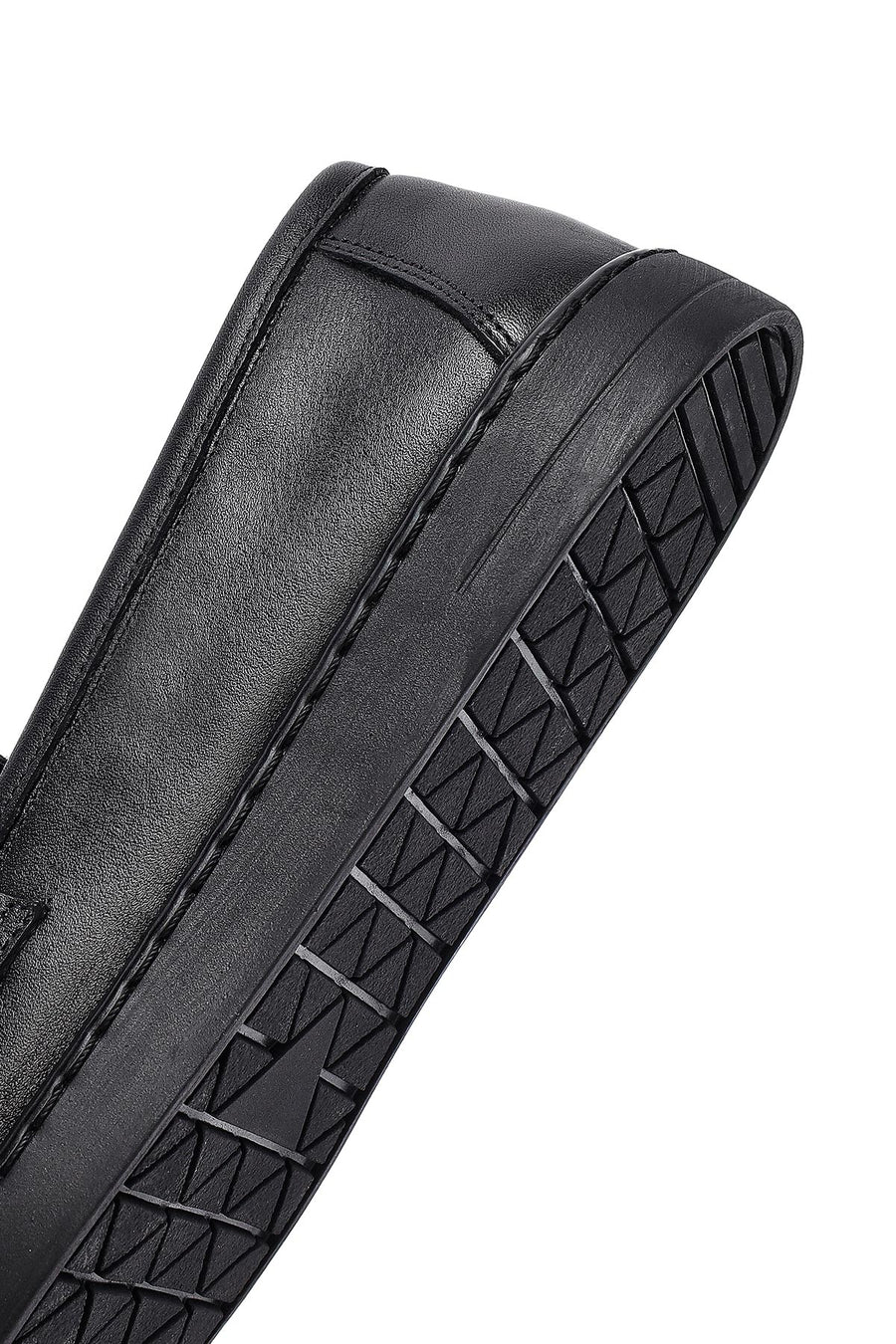 Kadın Siyah Tokalı Deri Loafer