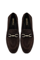 Kadın Kahverengi Tokalı Süet Deri Loafer | Derimod