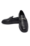 Woman Black Buckle Leather Loafer | Derimod