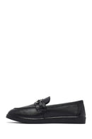 Woman Black Buckle Leather Loafer | Derimod