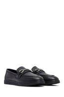 Woman Black Buckle Leather Loafer | Derimod
