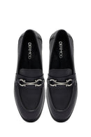 Woman Black Buckle Leather Loafer | Derimod