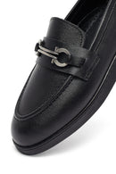 Woman Black Buckle Leather Loafer | Derimod