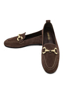 Women's Mink Buckled Suede Leather Loafer | Derimod