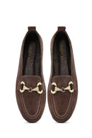 Women's Mink Buckled Suede Leather Loafer | Derimod
