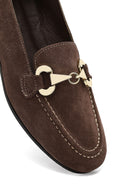 Women's Mink Buckled Suede Leather Loafer | Derimod