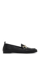 Women's Black Buckled Leather Loafer | Derimod