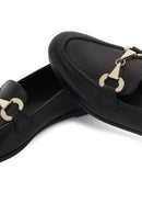 Women's Black Buckled Leather Loafer | Derimod